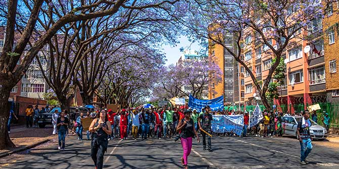 Students march in a #FeesMustFall demonstration in Pretoria Credit: Paul Saad via Flickr (http://bit.ly/1PAjeWV)  CC BY-NC-ND 2.0