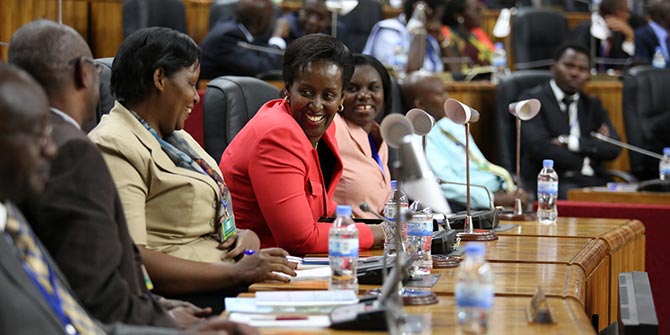 Attendees share a joke at the Umushyikirano 2013, a National Dialogue platform where for two days, policy makers and leaders of government institutions are put on the spot to face performance assessments from the public  Credit: Rwanda Government via Flickr (http://bit.ly/1JYawCn) CC BY-ND 2.0