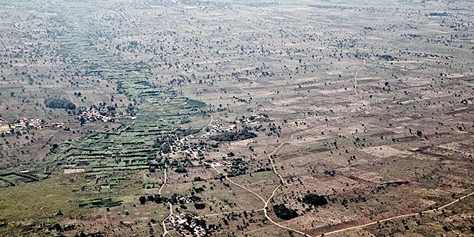 An aerial view of Malawi farmland
