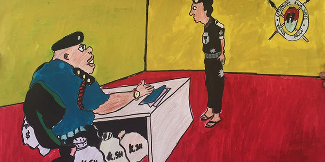 A child's drawing of corrupt officials in Kenya