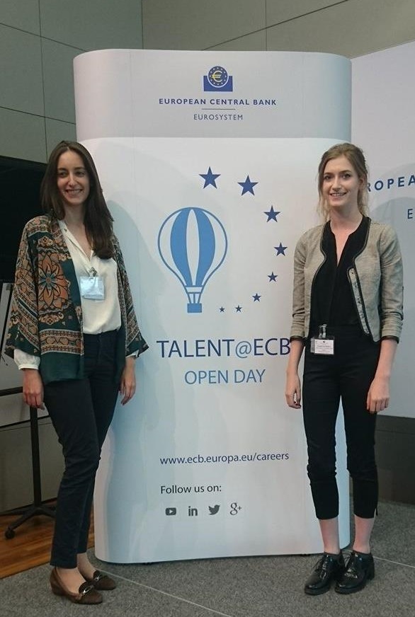 LSE students Charlotte and Laura at the ECB, Frankfurt