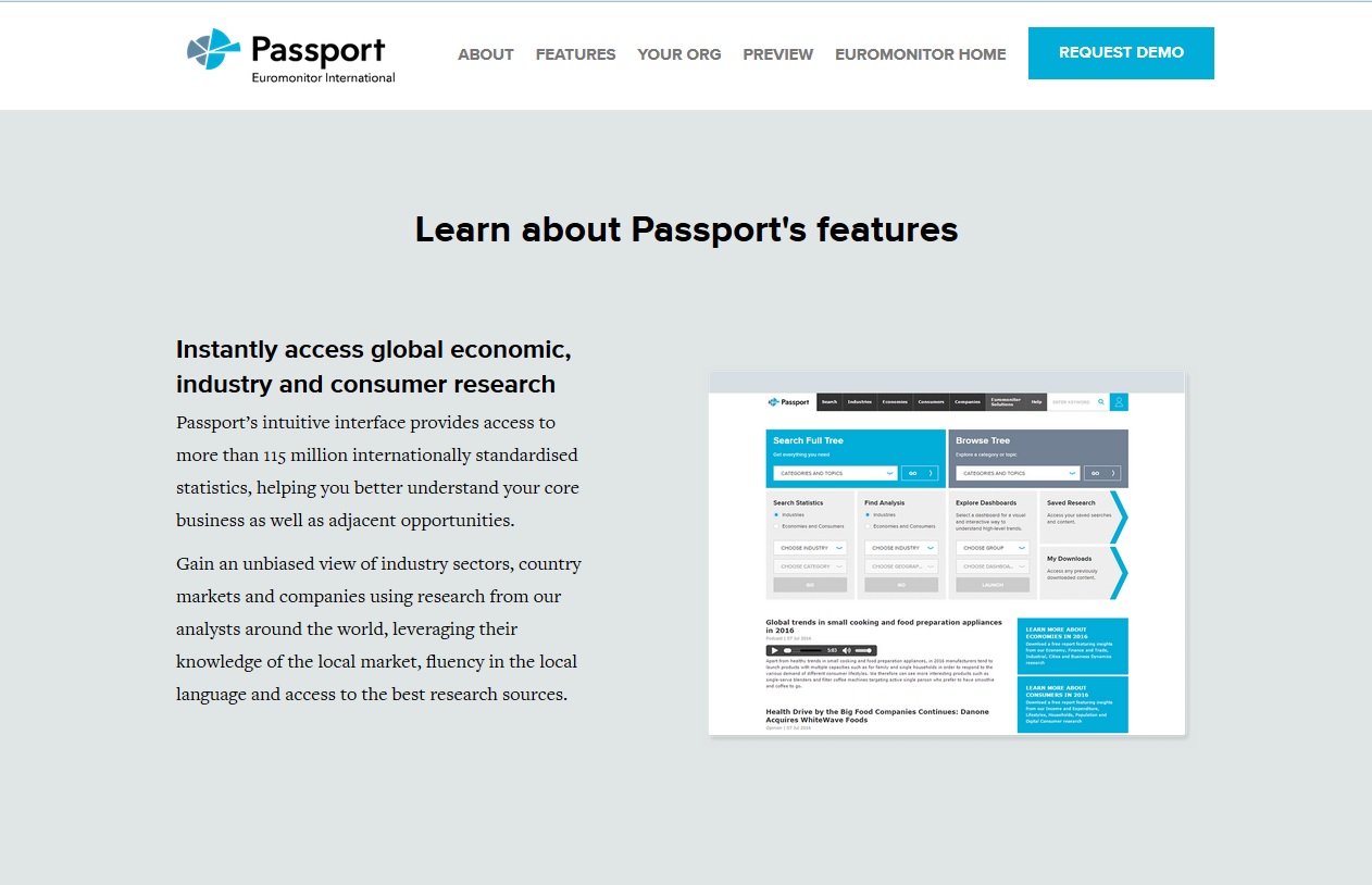 Euromonitor International Passport website