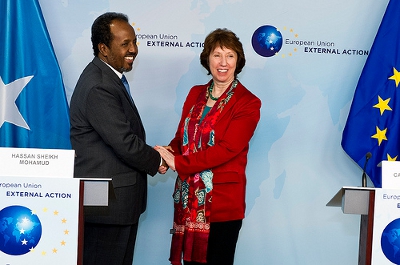 President of Somalia, Hassan Sheikh Mohamoud with EU High Representative Catherine Ashton Credit: European External Action Service (Creative Commons BY NC ND)