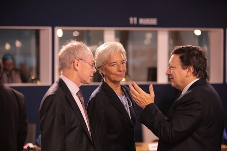 President of the European Council Herman Van Rompuy, IMF Managing Director Christine Lagarde and European Commission President José Manuel Barroso Credit:  francediplomatie (Creative Commons BY NC SA)