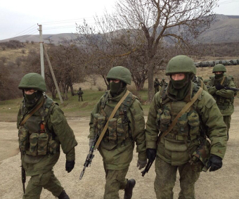 Troops in Perevalne, Crimea on 2 March (Credit: Daniel Sandford)