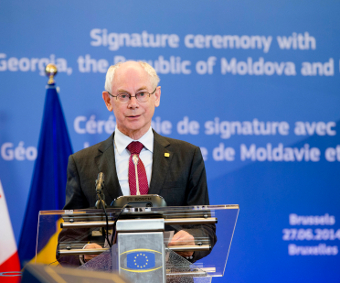 Herman Van Rompuy at the signing ceremony on 27 June, Credit: European External Action Service (CC-BY-SA-ND-NC-3.0)