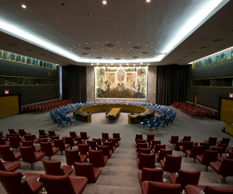 UN Security Council chamber in New York, Credit: tomdz (CC-BY-SA-3.0)