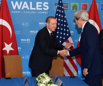 Recep Tayyip Erdoğan and John Kerry at the recent NATO summit in Wales, Credit: U.S. Government Work