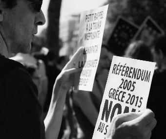 Demonstration in France in support of a 'No' vote in the Greek referendum, Credit: carac3 (CC-BY-SA-3.0)