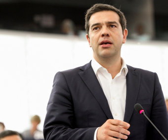 Alexis Tsipras speaking in the European Parliament on 8 July 2015, Credit: GUE/NGL (CC-BY-SA-3.0)