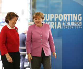 Angela Merkel at the Supporting Syria and the Region conference in London, February 2016. Credit: Adam Brown/Crown Copyright