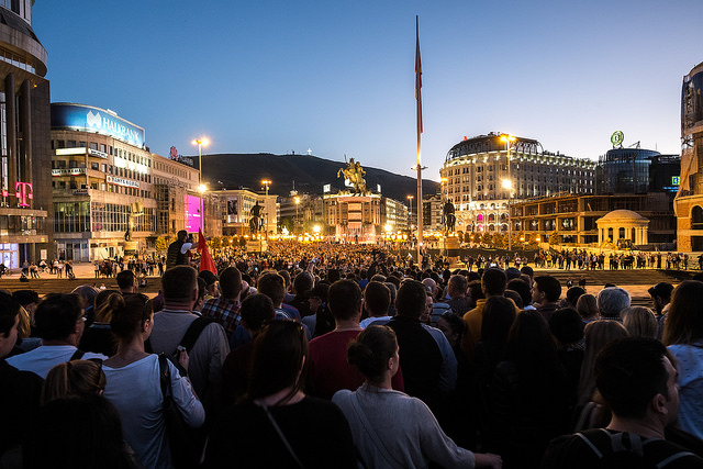 Protesters in Skopje on 15 April 2016. Credits: FOSIM / Flickr