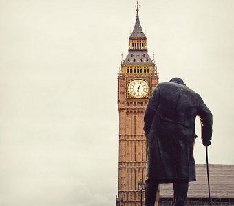 Winston Churchill’s statue in front of the Big Ben, London