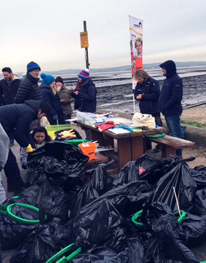 Volunteers surveying marine litter as part of the Beachwatch initiative