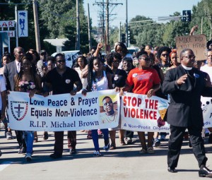 Protesters in Ferguson, Missouri: August 2014