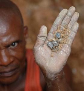 A worker at a wolframite mine in eastern DRC 