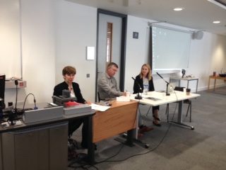 Participants of the workshop panel on the Donbas (from left to right): Dr. Elise Giuliano (Columbia University), Professor Andrew Wilson (University College London), and Dr. Olga Onuch (University of Manchester)