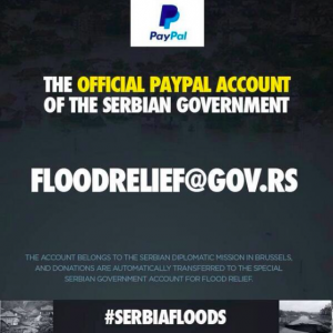 The Serbian Government opened a special PayPal service for donations
