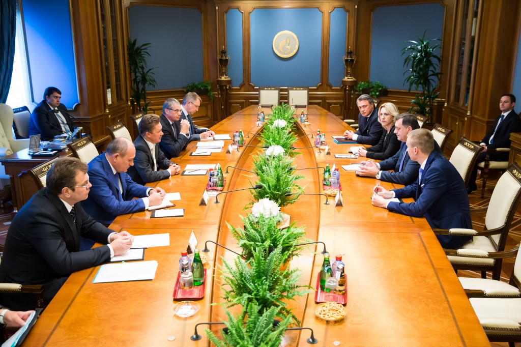 Working meeting between Alexey Miller, Chairman of the Company's Management Committee and Milorad Dodik, President of Republika Srpska (fot. Gazprom)