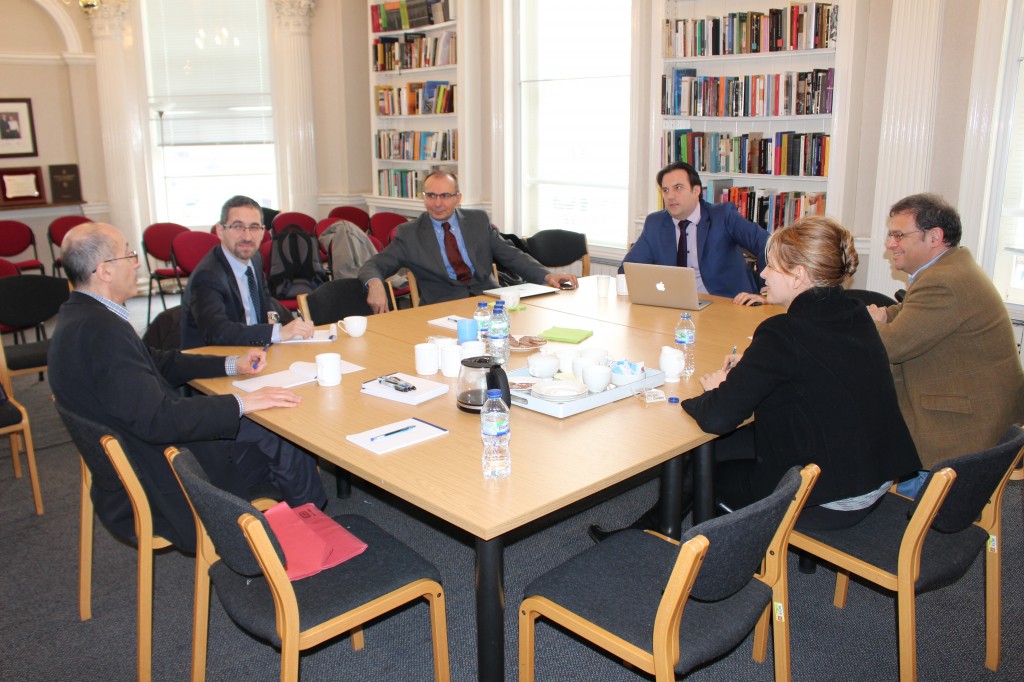 SEE energy roundtable hosted by LSEE Research on South Eastern Europe. From left to right: Gabriel Partos (EIU), Adnan Vatansever (King's College), Goran Strbac (Imperial College), Dimitar Bechev (LSE), Julian Popov (European Climate Foundation), Ana Stanic (lawyer specialising in energy).