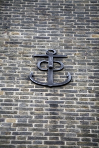Cast iron anchor on the front of the Anchorage