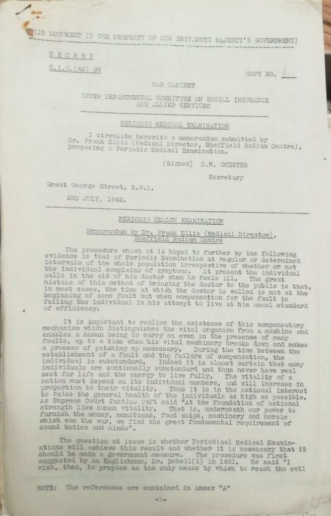 Memoranda from Dr Frank Ellis, 1942. Credit: LSE Library