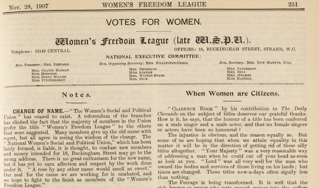 The Women's Franchise 28 November 1907