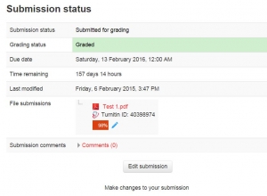 Student view of turnitin submission