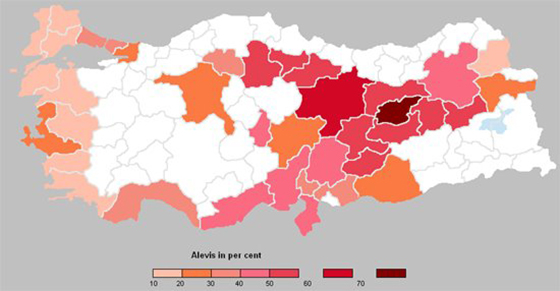 Map: 3 Alevi population distribution in Turkey