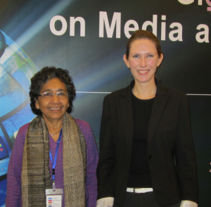 Blog author Emily Leroux-Rutledge with keynote speaker Kalpana Sharma