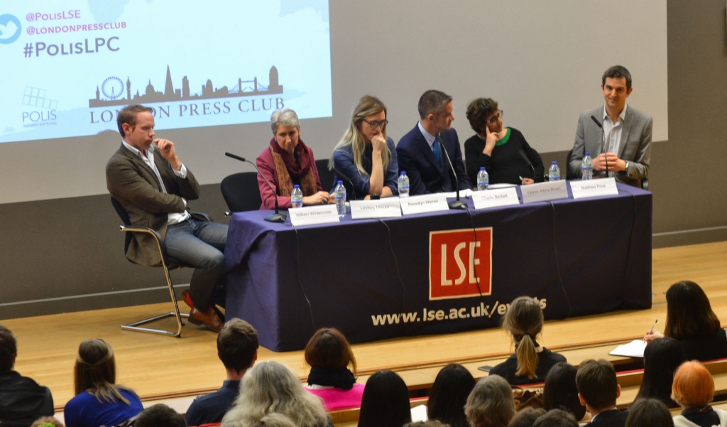 William Wintercross, Lindsey Hilsum, Rossalyn Warren, Charlie Beckett & Yasmin Alibhai-Brown at LSE 11/2/16