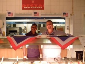 From left to right: Hastings Maluza, Catering Assistant and John Barrett, Catering Unit Manager 
