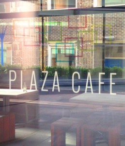 Plaza Cafe Logo Window Decal