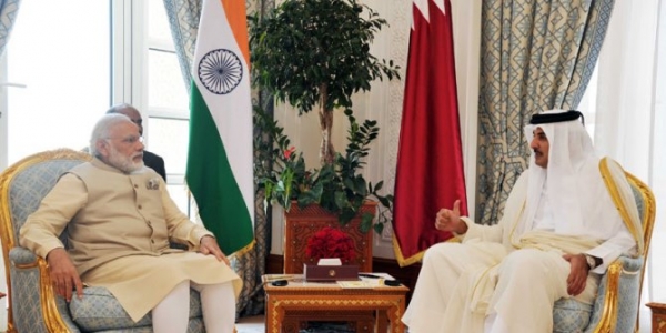 PM Narendra Modi meets the Emir of Qatar on a visit in 2016