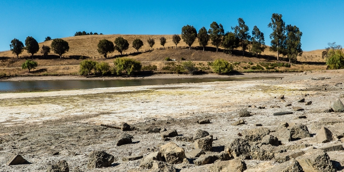 Drought affected Sand Wool Lake in Santa Clara, California 31 August. 2014 Credit: Don DeBold (Flickr, CC-BY-2.0)