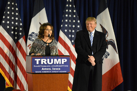 Former Alaska Gov. Sarah Palin speaks at a rally after endorsing Republican presidential candidate Donald Trump at Iowa State University in Ames, Iowa on Tuesday, Jan. 19, 2016. Credit: Alex Hanson (Flickr, CC-BY-2.0)